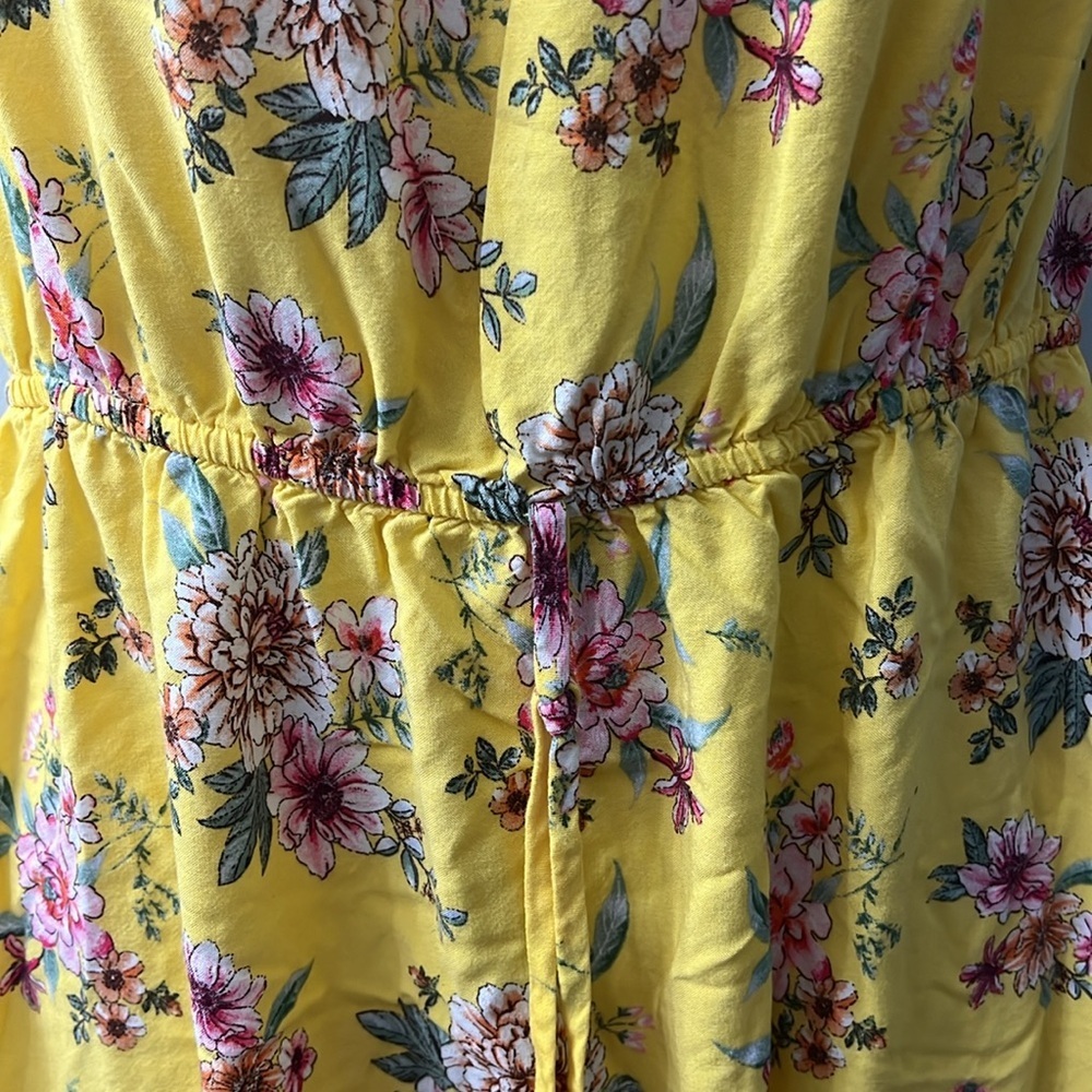 Kingston Grey Yellow & Pink Floral High Low Hem Ruffle Off the Shoulder Dress L - Picture 5 of 7
